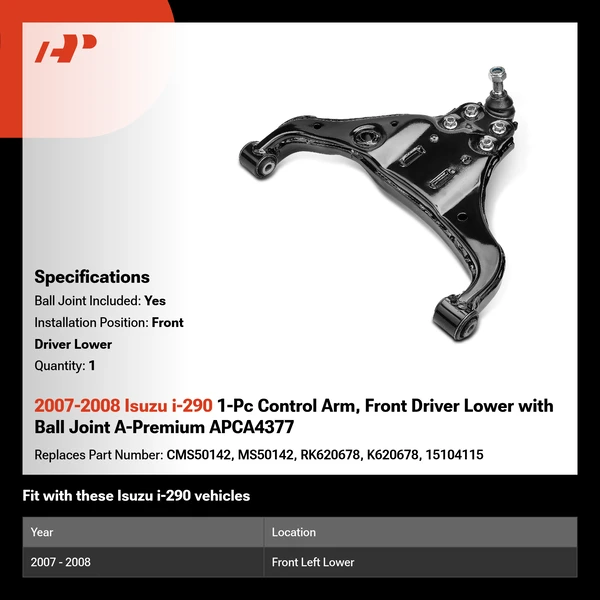 2007-2008 Isuzu i-290 1-Pc Control Arm, Front Driver Lower with Ball Joint A-Premium APCA4377