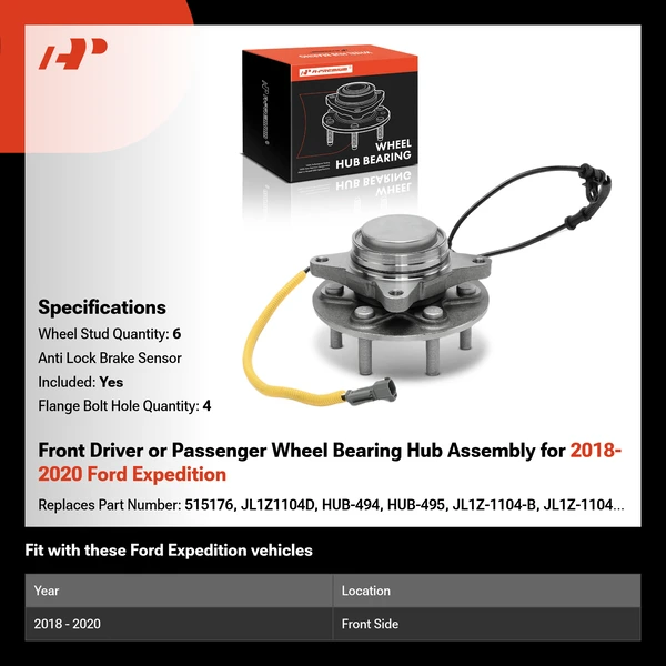 Front Driver or Passenger Wheel Bearing Hub Assembly for 2018-2020 Ford Expedition