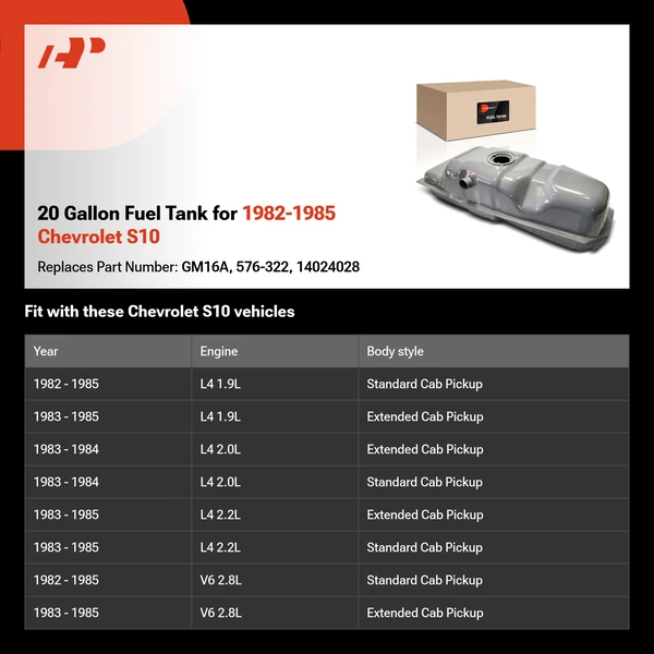 20 Gallon Fuel Tank for 1982-1985 Chevrolet S10