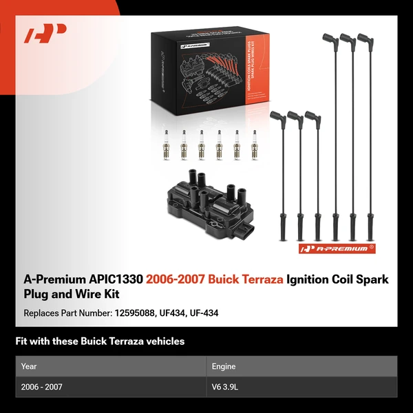 A-Premium APIC1330 2006-2007 Buick Terraza Ignition Coil Spark Plug and Wire Kit