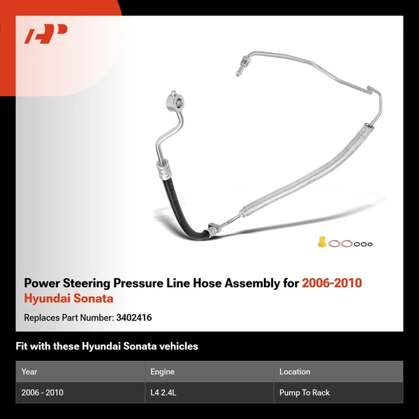 Power Steering Pressure Line Hose Assembly for 2006-2010 Hyundai Sonata