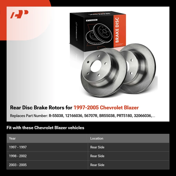 Rear Disc Brake Rotors for 1997-2005 Chevrolet Blazer