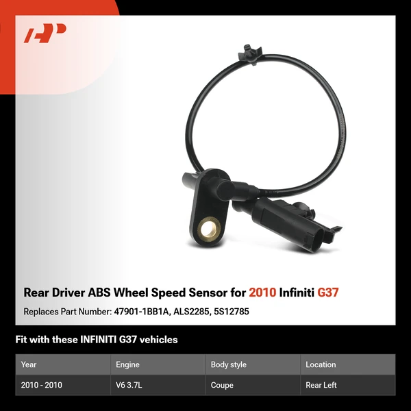 Rear Driver ABS Wheel Speed Sensor for 2010 Infiniti G37