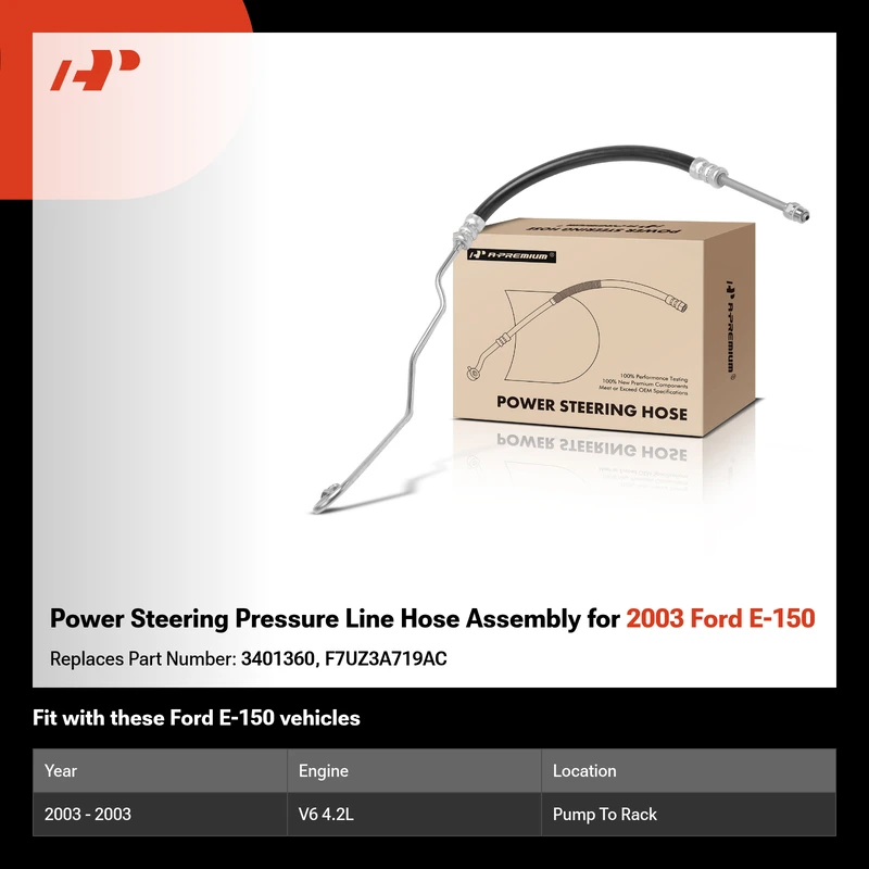 Power Steering Pressure Line Hose Assembly for 2003 Ford E-150