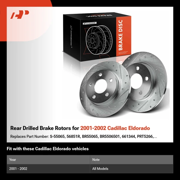 Rear Drilled Brake Rotors for 2001-2002 Cadillac Eldorado