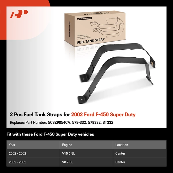 2 Pcs Fuel Tank Straps for 2002 Ford F-450 Super Duty