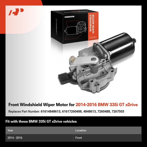Front Windshield Wiper Motor for 2014-2016 BMW 335i GT xDrive