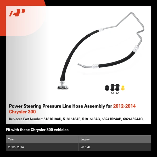Power Steering Pressure Line Hose Assembly for 2012-2014 Chrysler 300