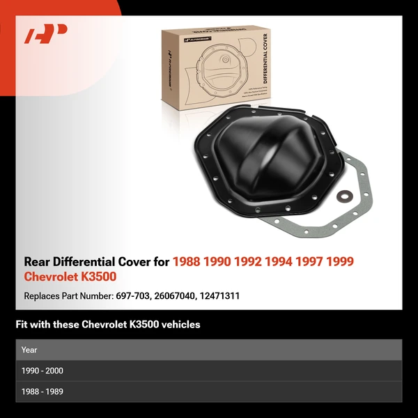Rear Differential Cover for 1988 1990 1992 1994 1997 1999 Chevrolet K3500