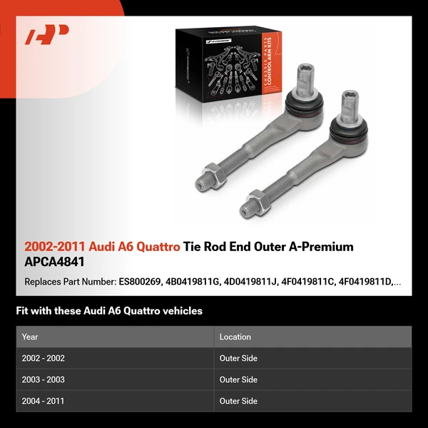 2002-2011 Audi A6 Quattro Tie Rod End Outer A-Premium APCA4841