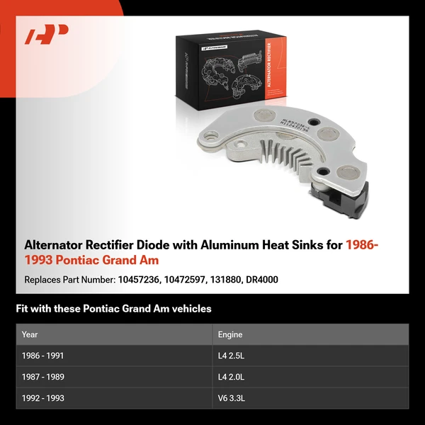 Alternator Rectifier Diode with Aluminum Heat Sinks for 1986-1993 Pontiac Grand Am