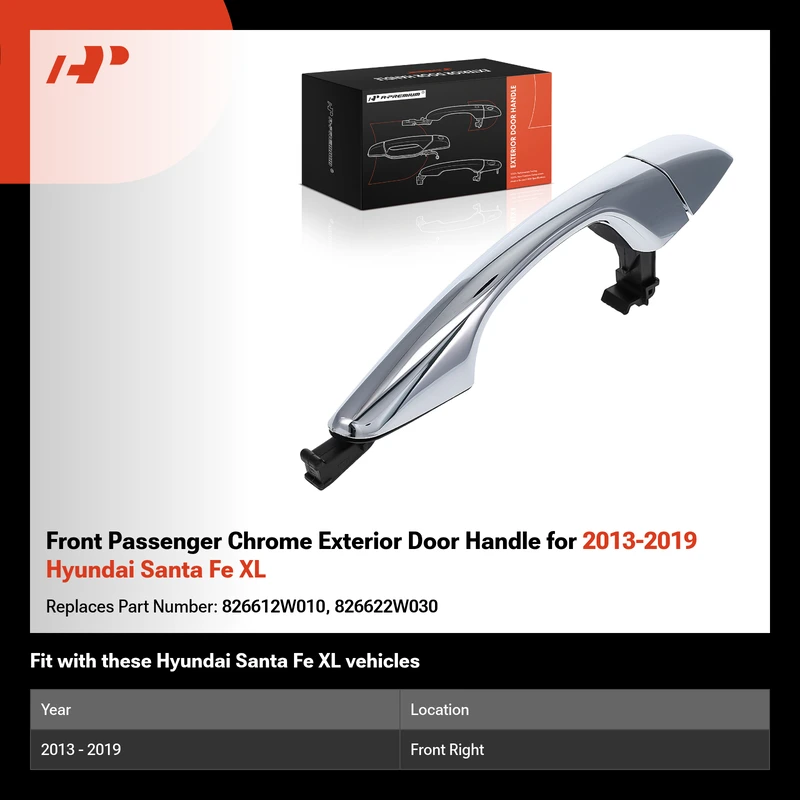 Front Passenger Chrome Exterior Door Handle for 2013-2019 Hyundai Santa Fe XL