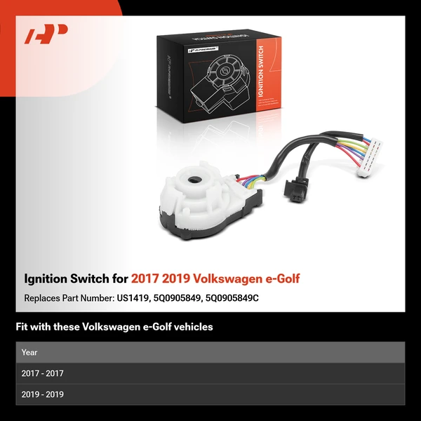Ignition Switch for 2017 2019 Volkswagen e-Golf