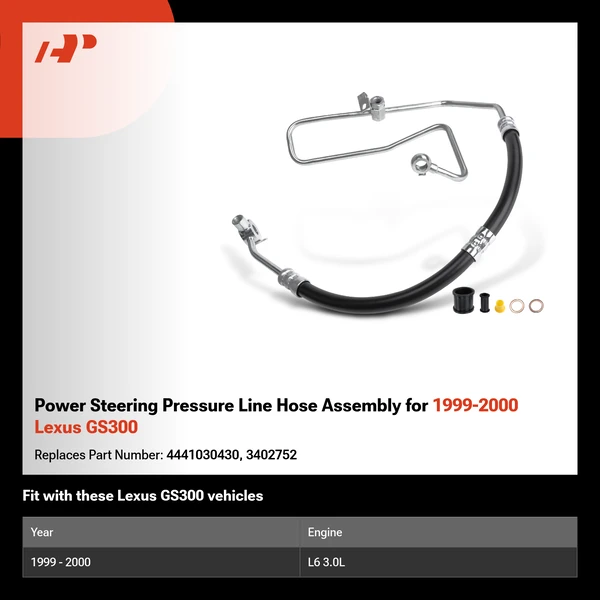 Power Steering Pressure Line Hose Assembly for 1999-2000 Lexus GS300