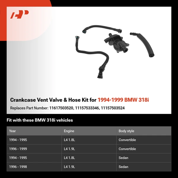 Crankcase Vent Valve & Hose Kit for 1994-1999 BMW 318i