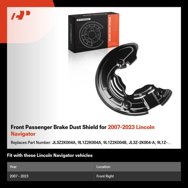 Front Passenger Brake Dust Shield for 2007-2023 Lincoln Navigator