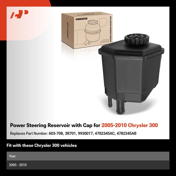 Power Steering Reservoir with Cap for 2005-2010 Chrysler 300