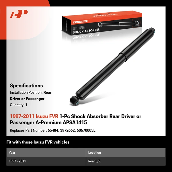 1997-2011 Isuzu FVR 1-Pc Shock Absorber Rear Driver or Passenger A-Premium APSA1415
