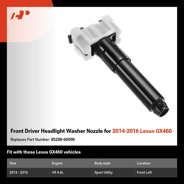 Front Driver Headlight Washer Nozzle for 2014-2016 Lexus GX460