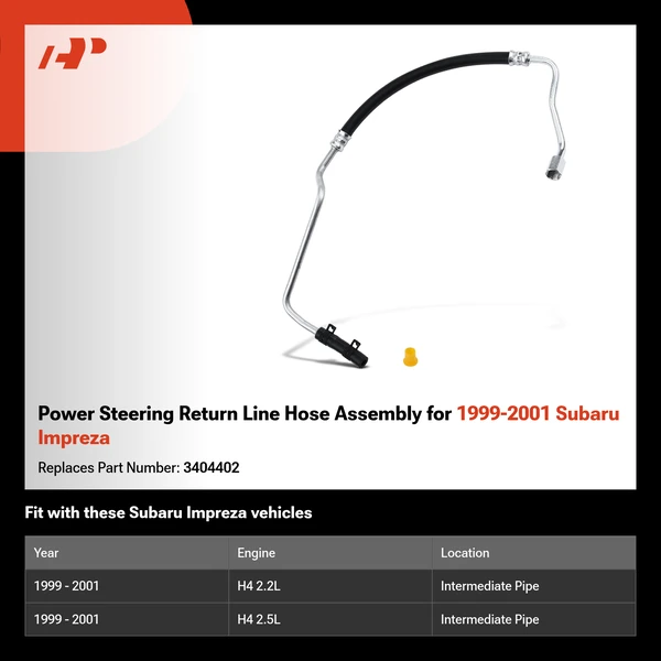 Power Steering Return Line Hose Assembly for 1999-2001 Subaru Impreza