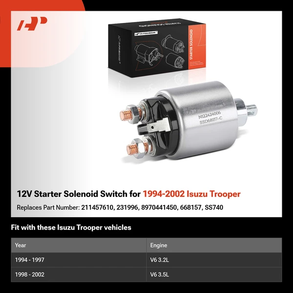 12V Starter Solenoid Switch for 1994-2002 Isuzu Trooper