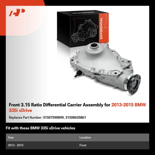 Front 3.15 Ratio Differential Carrier Assembly for 2013-2015 BMW 335i xDrive