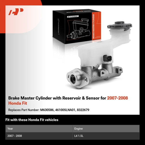 Brake Master Cylinder with Reservoir & Sensor for 2007-2008 Honda Fit
