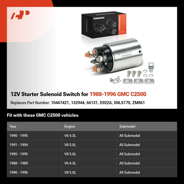 12V Starter Solenoid Switch for 1988-1996 GMC C2500
