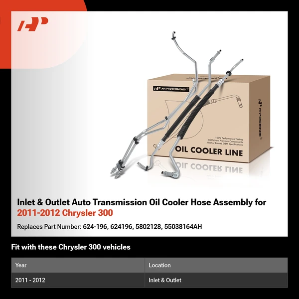 Inlet & Outlet Auto Transmission Oil Cooler Hose Assembly for 2011-2012 Chrysler 300