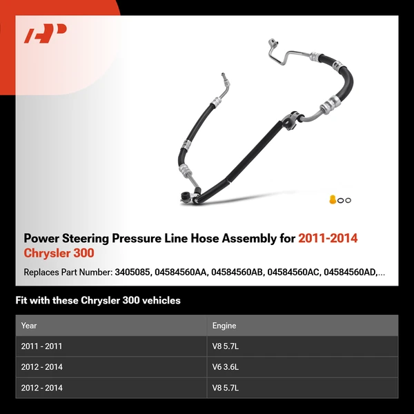 Power Steering Pressure Line Hose Assembly for 2011-2014 Chrysler 300