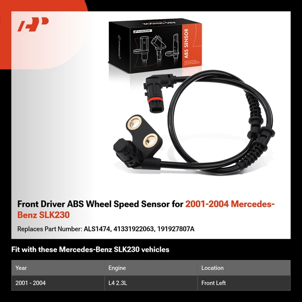 Front Driver ABS Wheel Speed Sensor for 2001-2004 Mercedes-Benz SLK230