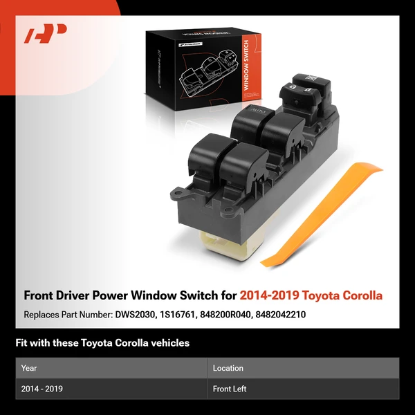 Front Driver Power Window Switch for 2014-2019 Toyota Corolla