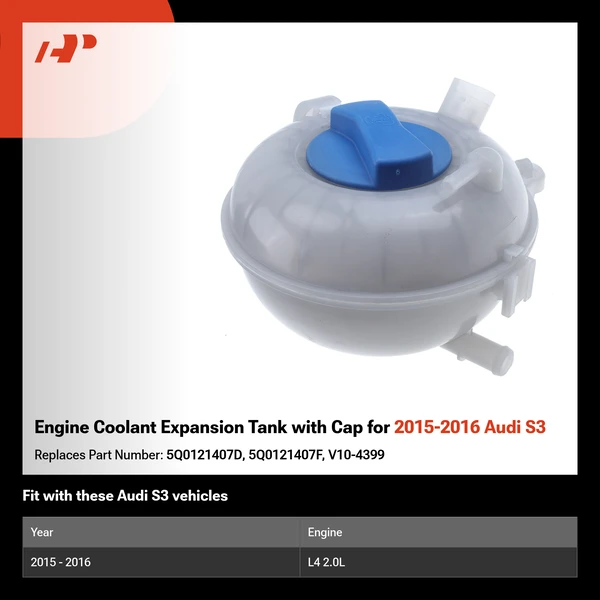 Engine Coolant Expansion Tank with Cap for 2015-2016 Audi S3