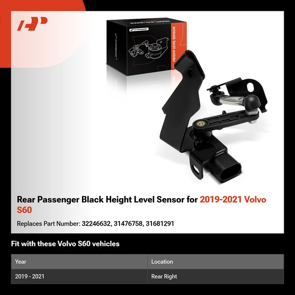 Rear Passenger Black Height Level Sensor for 2019-2021 Volvo S60