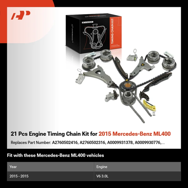 21 Pcs Engine Timing Chain Kit for 2015 Mercedes-Benz ML400