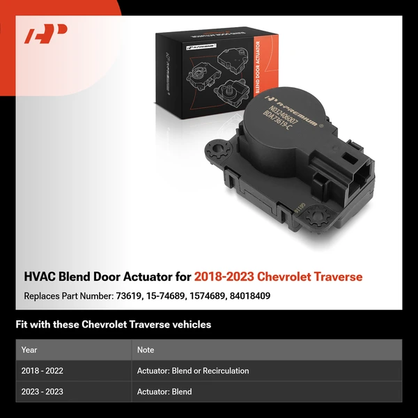 HVAC Blend Door Actuator for 2018-2023 Chevrolet Traverse