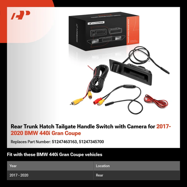 Rear Trunk Hatch Tailgate Handle Switch with Camera for 2017-2020 BMW 440i Gran Coupe