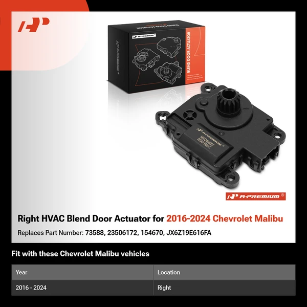 Right HVAC Blend Door Actuator for 2016-2024 Chevrolet Malibu
