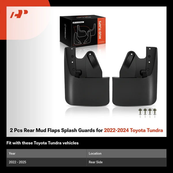 2 Pcs Rear Mud Flaps Splash Guards for 2022-2024 Toyota Tundra