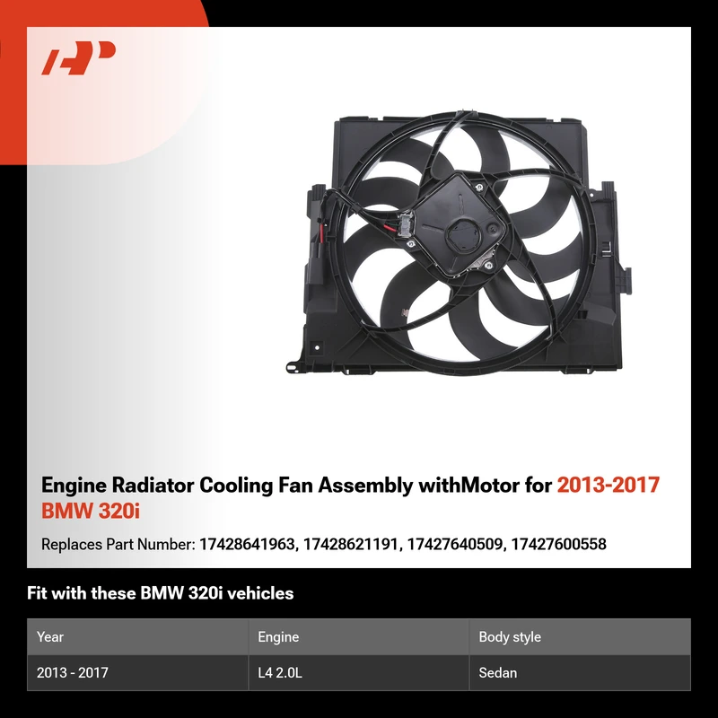 Engine Radiator Cooling Fan Assembly withMotor for 2013-2017 BMW 320i
