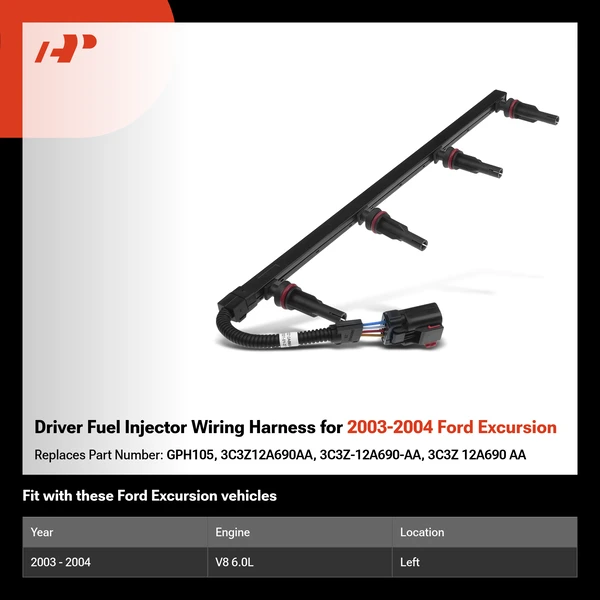 Driver Fuel Injector Wiring Harness for 2003-2004 Ford Excursion