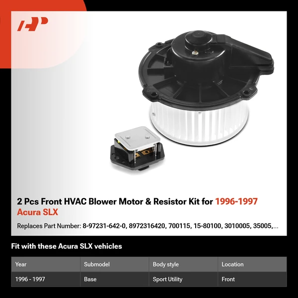 2 Pcs Front HVAC Blower Motor & Resistor Kit for 1996-1997 Acura SLX
