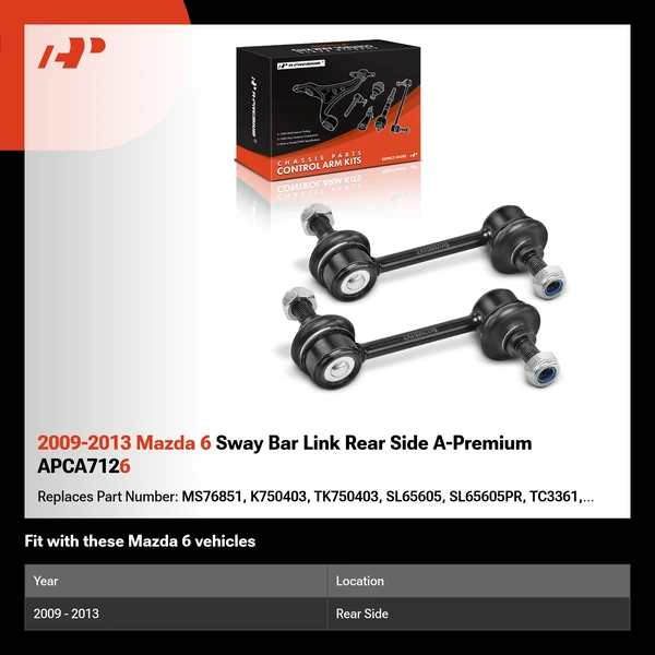 2009-2013 Mazda 6 Sway Bar Link Rear Side A-Premium APCA7126