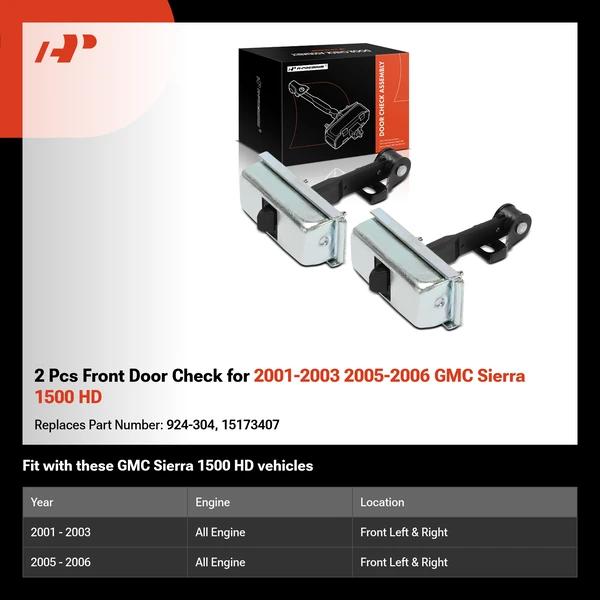 2 Pcs Front Door Check for 2001-2003 2005-2006 GMC Sierra 1500 HD