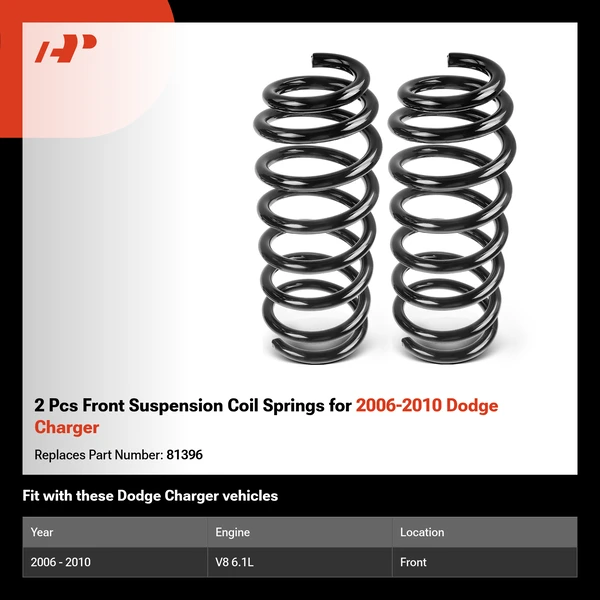 2 Pcs Front Suspension Coil Springs for 2006-2010 Dodge Charger