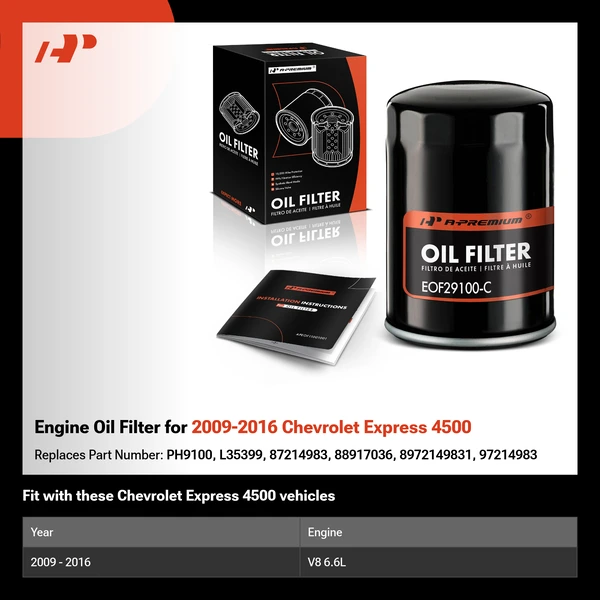 Engine Oil Filter for 2009-2016 Chevrolet Express 4500