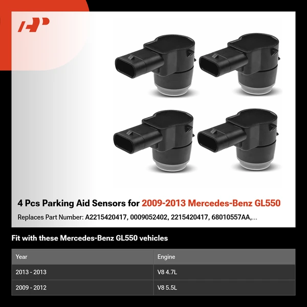 4 Pcs Parking Aid Sensors for 2009-2013 Mercedes-Benz GL550