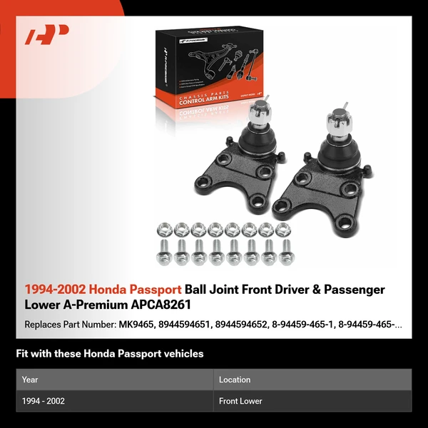 1994-2002 Honda Passport Ball Joint Front Driver & Passenger Lower A-Premium APCA8261