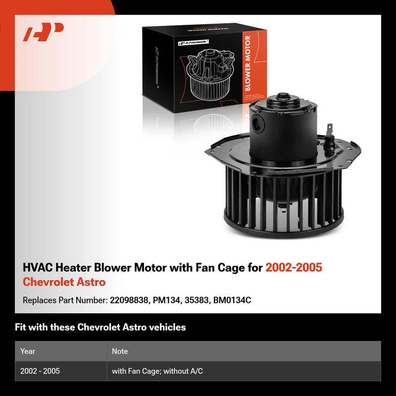 HVAC Heater Blower Motor with Fan Cage for 2002-2005 Chevrolet Astro