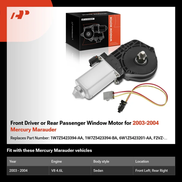 Front Driver or Rear Passenger Window Motor for 2003-2004 Mercury Marauder